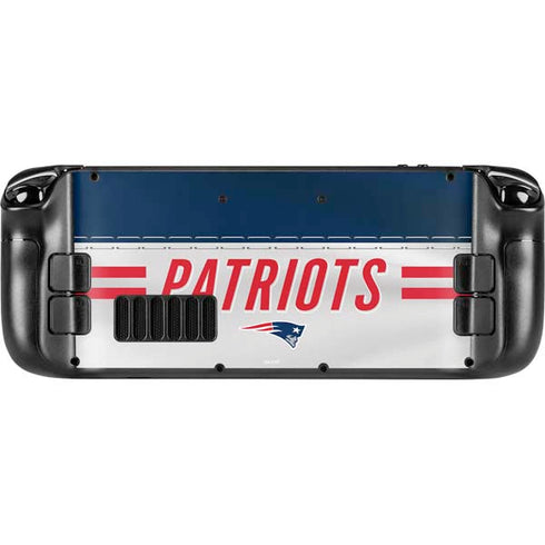 NFL New England Patriots White Striped Steam Deck Handheld Gaming Computer Skin